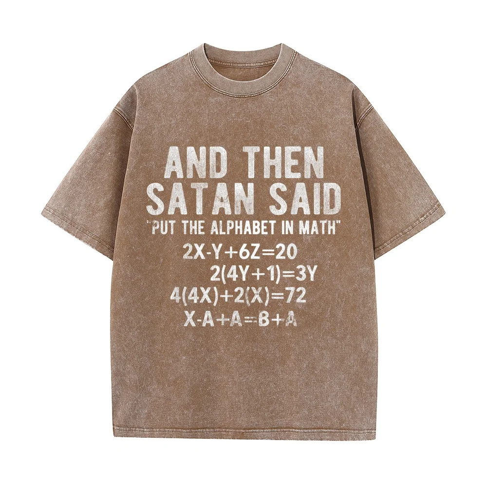 T Shirts Man Satan Said Alphabet In Math Mathematics T-Shirt Men's Clothing Streetwear Anniversary Graphic Tee Humor Men Shirt