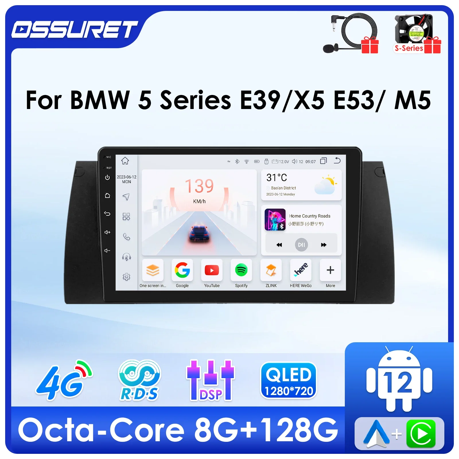 4G 8Core Android 13 Car radio For BMW 5 Series E39 X5 E53 2001-2007 Multimedia player 2din Autoradio GPS navi Stereo SWC Carplay