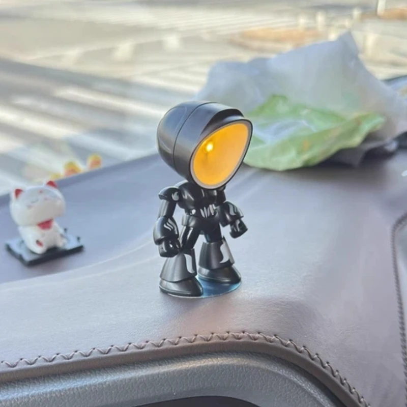 11 cm rotante LED illuminato robot figura ornamento da scrivania decorazione desktop creativa mini luce notturna regalo per ufficio casa camera da letto