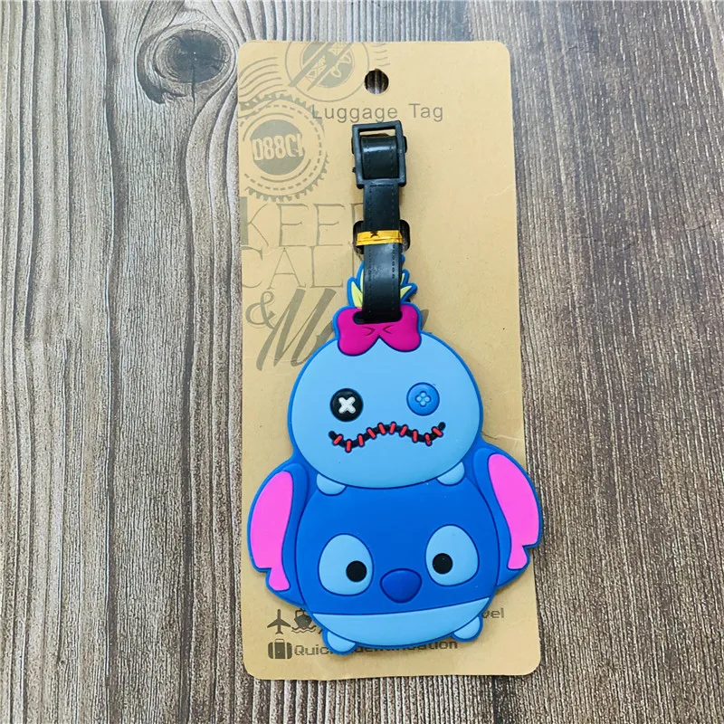 Disney TSUM Mickey Minnie Stitch Anime Luggage Tags Cartoon Suitcase Tag Travel Accessories Bag Holder Label Birthday Gift