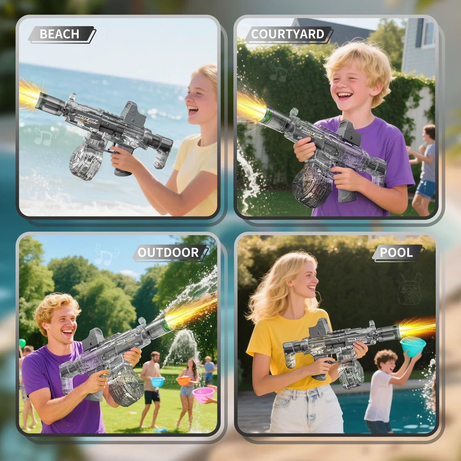 Simulierte Schuss- und Rückstoßfunktion Elektrische Wasserpistole Spielzeug für Kinder Automatische Sensorlichter Wasserpistole Sommer Outdoor Strand Kinderspielzeug – Detail 13