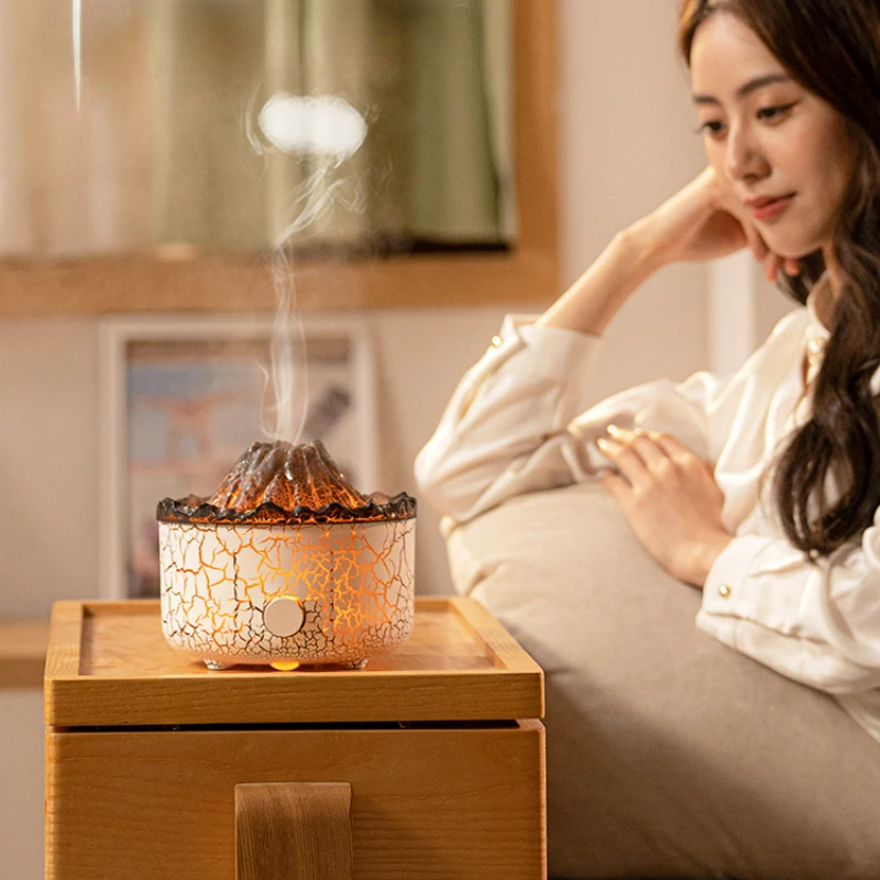 Simulated Lava Volcano Aromatherapy Machine Jellyfish Spout Circle Decompression Flame Humidifier Ultrasonic Aroma Diffuser