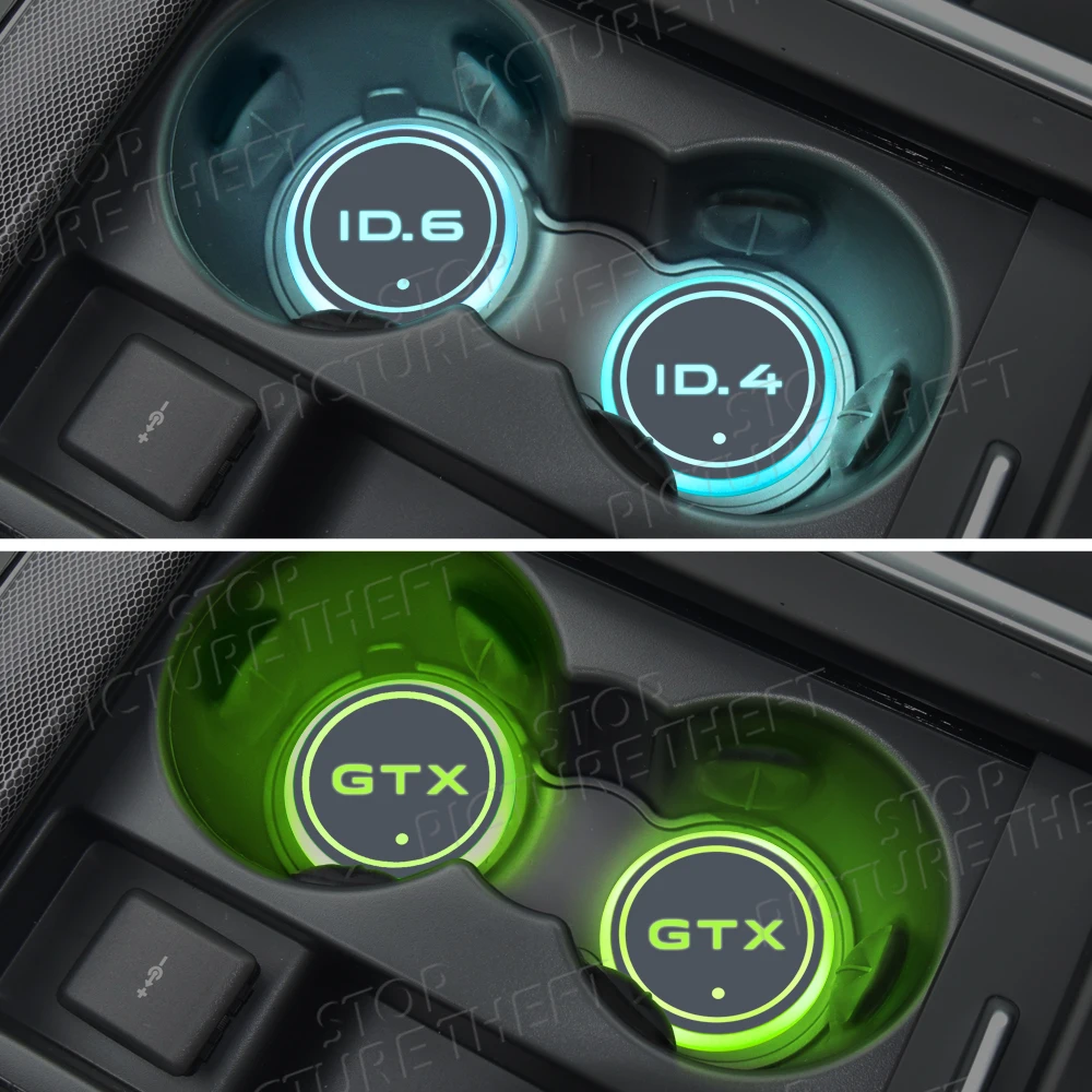 For ID.4 ID.6 GTX Logo ID.4X Crozz ID.3 ID.5 Electric Vehicle Emblem Led Car Water Cup Mat Drink Holder Auto Interior Decorative