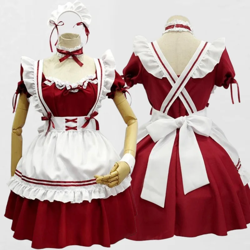 

Sweet and beautiful maid uniform, red maid uniform, Lolita sexy role-playing party club stage uniform, dance waitress uniform