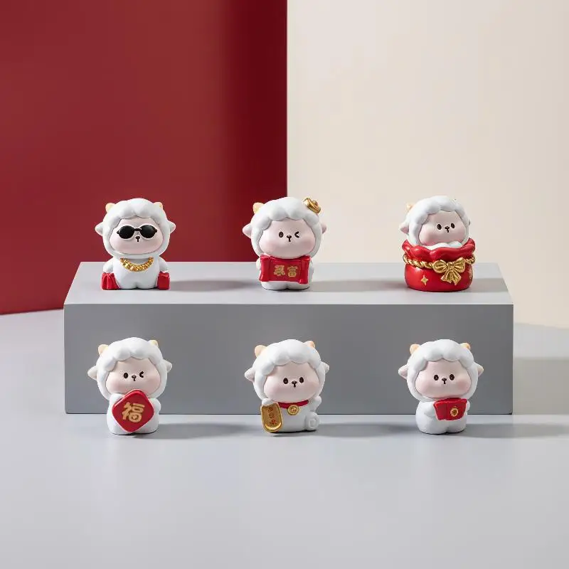 2027 Jahr des Schafes Harzfigur Lebendige Farben Langlebiges Ornament für Frühlingsfest Schreibtischdekoration Souvenir Geschenk – Detail 5