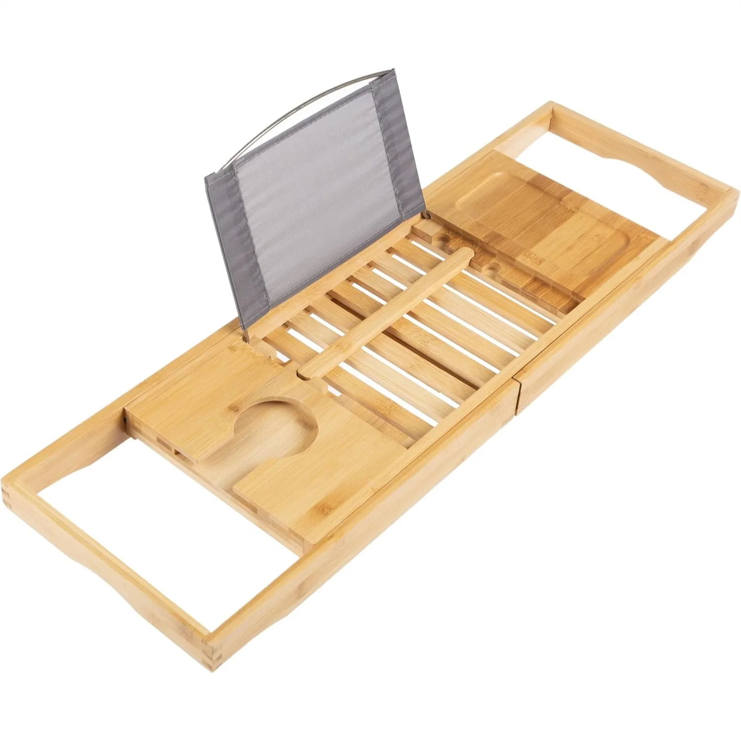 

Bamboo Bathtub Tray, Extendable Wood Bath Caddy with Book/Phone Rest and Cup Holder for Relaxing Bath