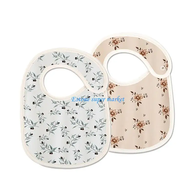 

090B Baby Feeding Drool Bib Sweet Print Saliva Towel Soft Cotton Button Burp Cloth for Newborn Toddler Shower Gifts
