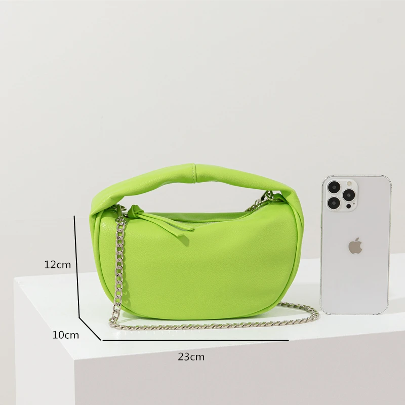 Women shoulder bag designer chains top-handle small purse hobos bag female tote handbag green hot pink black 2022 summer new