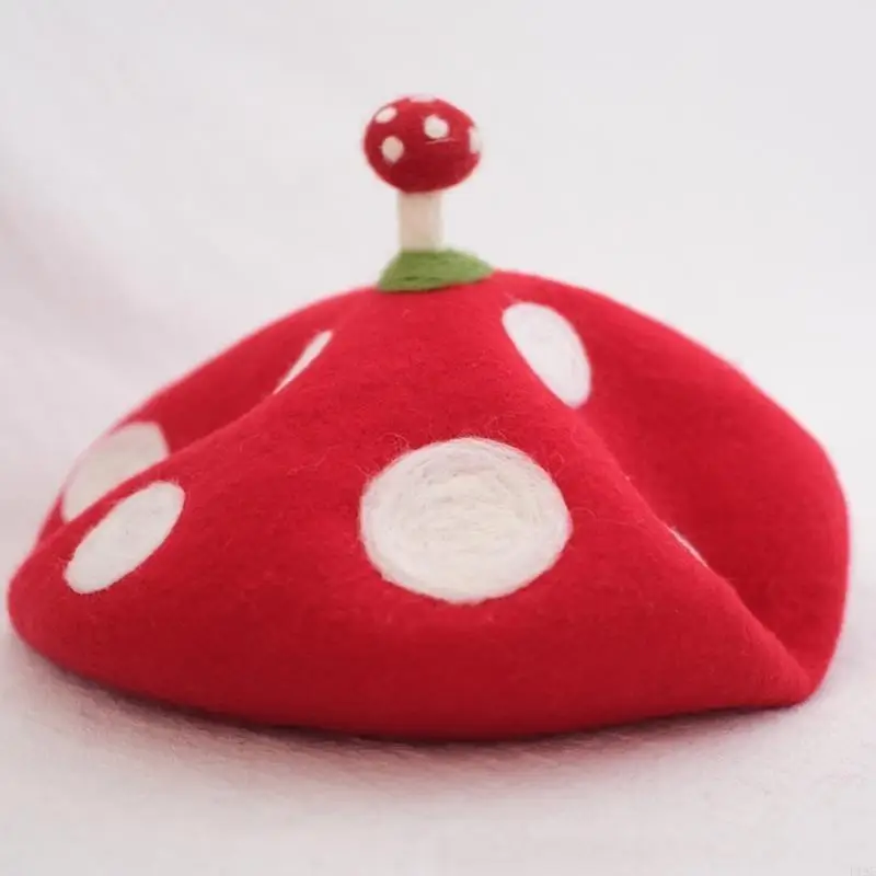 

F19F Mushroom Hat for Girl Adults Handmade Hat Painter Hat Photo Props