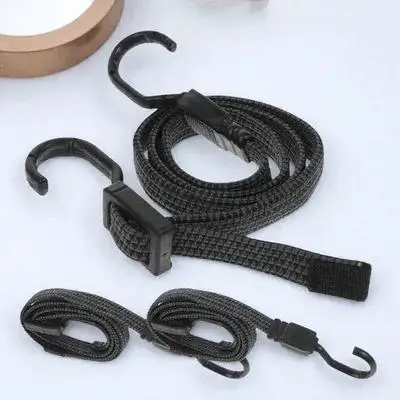 

3 Pcs Luggage Rope Straps Outdoor Bungee Cords with Hooks Heavy Black Long up Flat