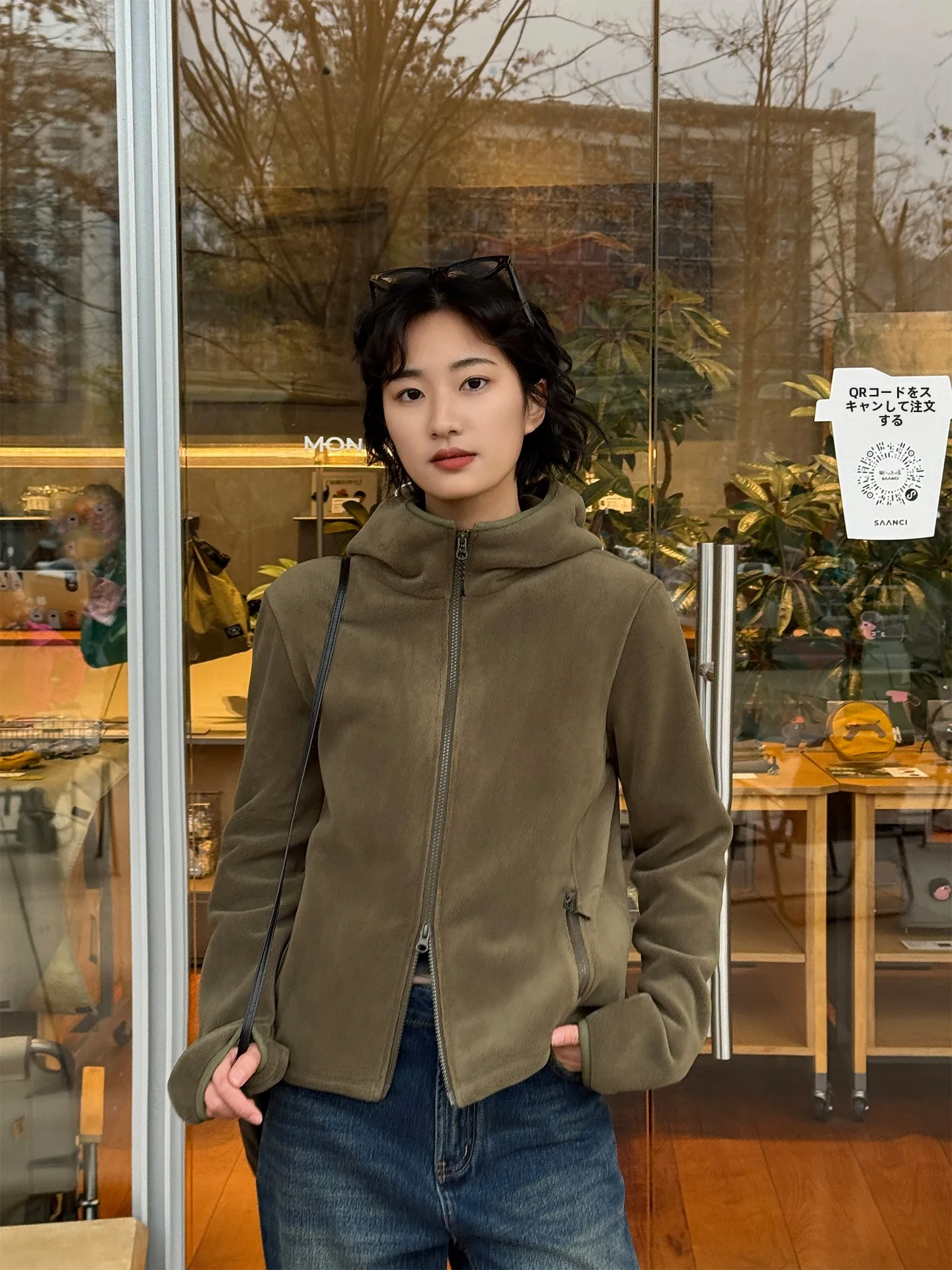 

Jiuxiaoya Military een Hooded Cardigan Women's Outerwear Fce Spring New Sle Simple Match Polyester Fiber Long Sve