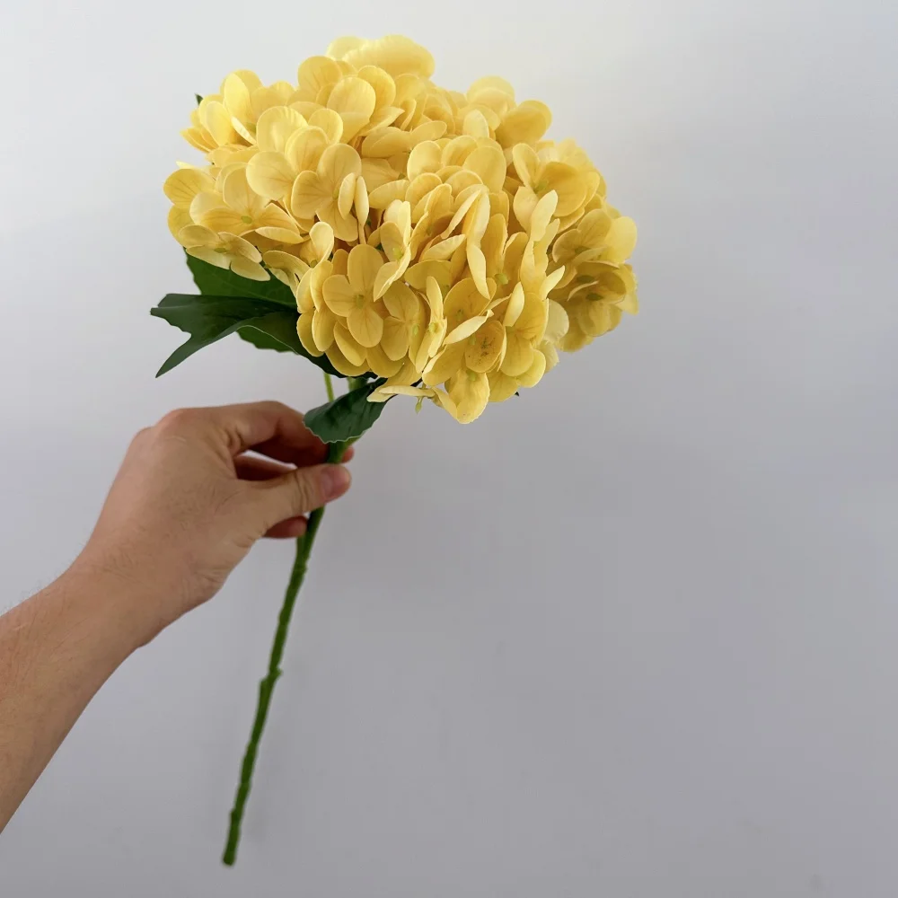 Neue große Hortensien-künstliche Blume, feuchtigkeitsspendend, True Touch, Orange, Gelb, gefälschte Hortensien, Wohnzimmer-Dekoration, Hochzeit, Bühne – Detail 1