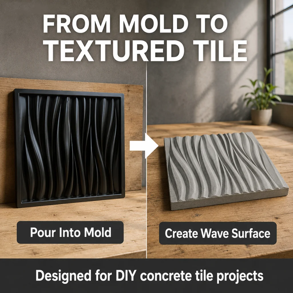 50 * 50 * 3cm wavy pattern cement decorative wall tile mold, colored cultural stone paving floor tile, background wall modeling