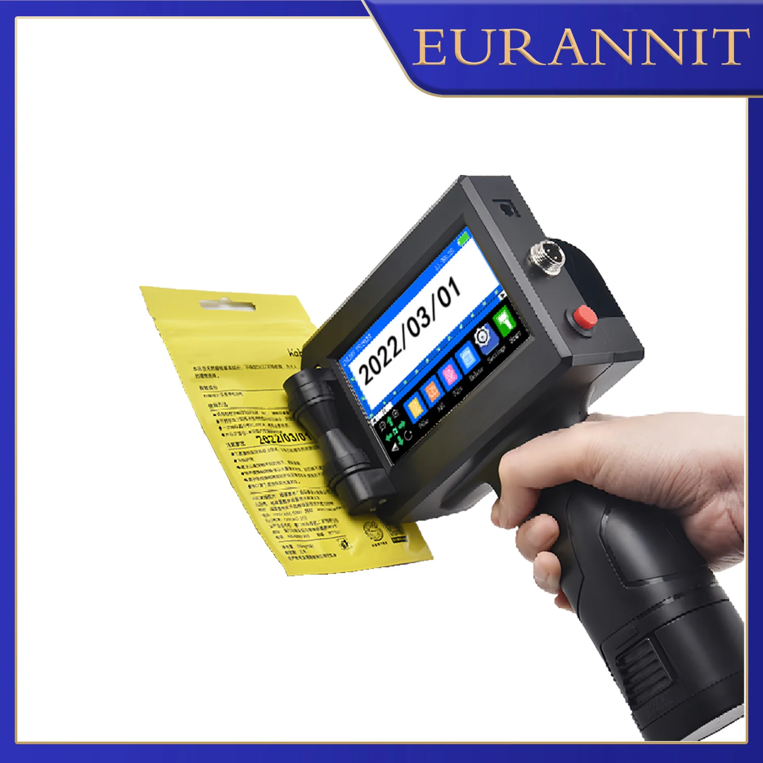 EURANNIT E15 Handheld Thermal Inkjet Printer 12.7mm Portable TIJ Printer Number Logo Label Date Image Text TIJ Printing Machine