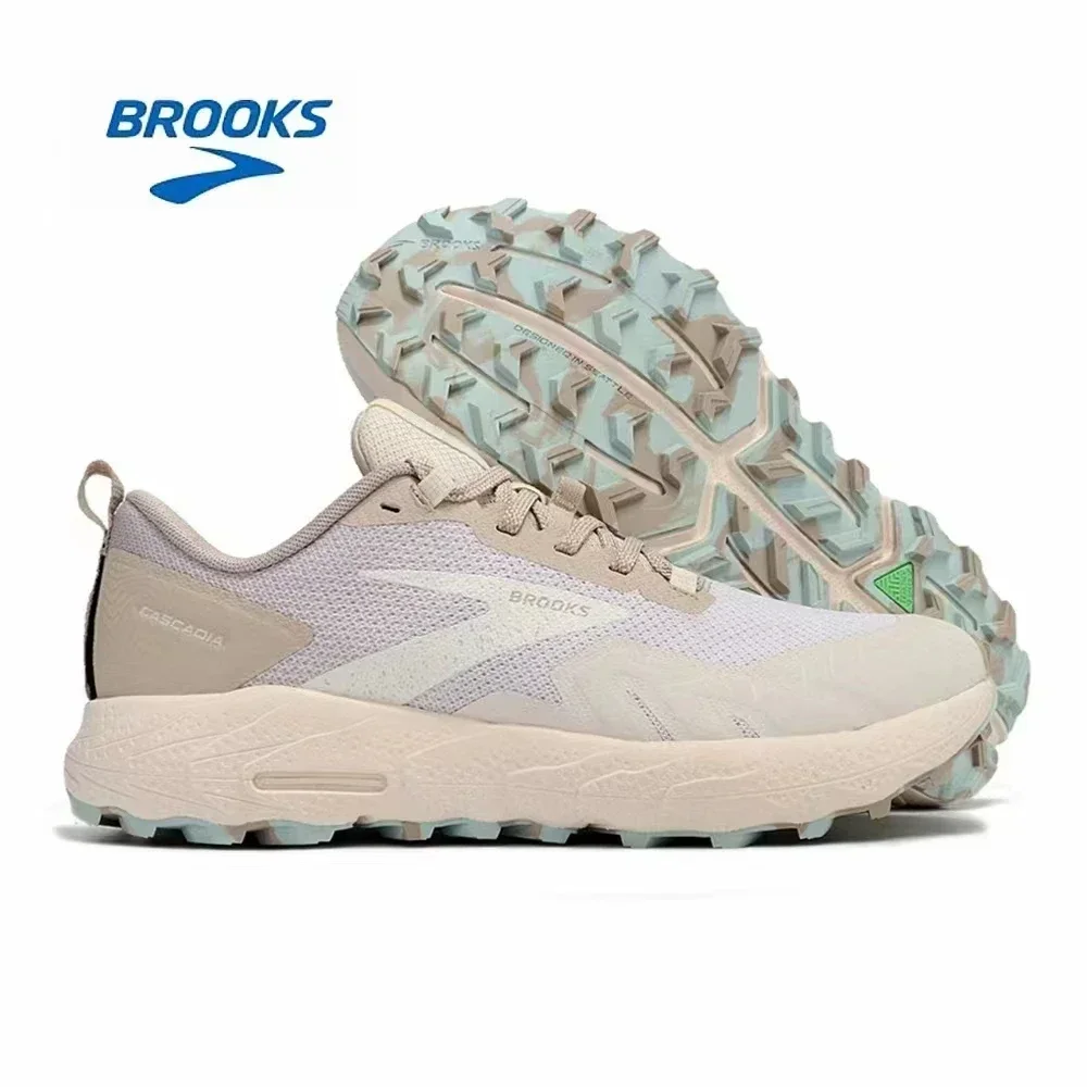 BROOKS Cascadia 17 Sand White Castle Grey Running Shoes Women Men Long-Distance Road Sport Training Casual Sneakers