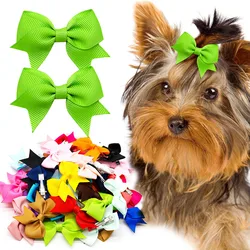 20PCS Cute Pet Dog Hair Clips Puppy Solid Color Bow Hairpin Pet Cat Dog Hairpin Boutique Pet Bow Hair Accessories Multicolor