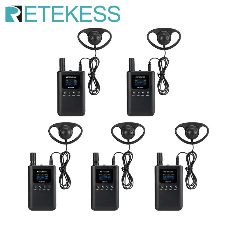 

Retekess TT125 Wireless Tour Guide Audio System Radio Tour Guide Device 5 Receivers For Training Excursion Church Factory Umroh