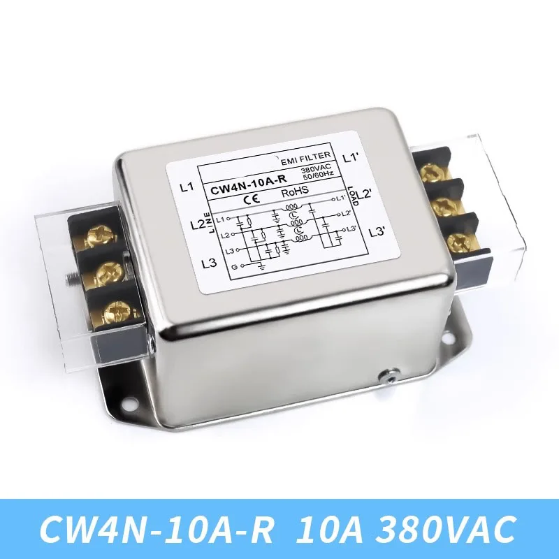 Alimentatore CA Terminale filtro EMI e binario di guida tipo CW4N-10/20/30A-R Purificatore di alimentazione trifase a 3 fili Anti-interferenza per audio