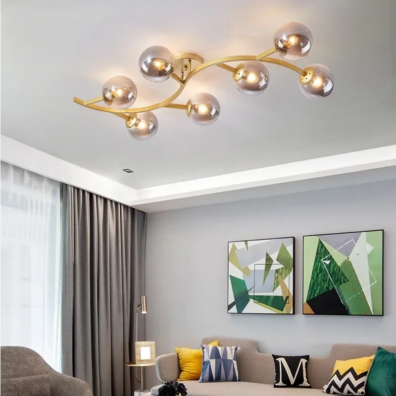 2026 Vintage Ciling Light E27 Magic Bean Glass Bubble Ball Lights For Bedroom Kitchen Study Simple Luxury Living Room Decoration