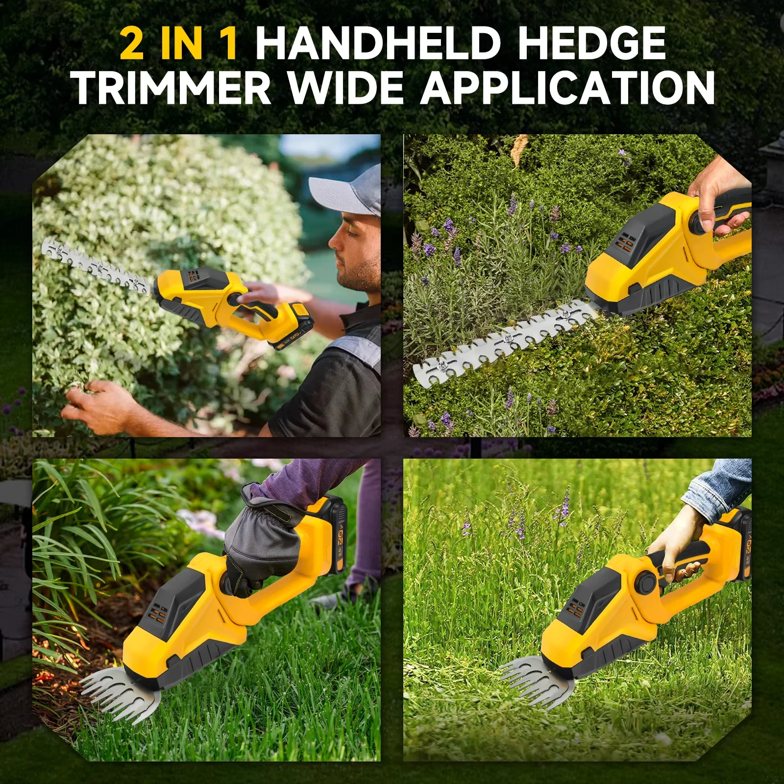 For Dewalt 20V 18V Battery Cordless Hedge Trimmer Grass Shears 2-in-1 Handheld Electric Shrub Trimmer Kit Garden Tools