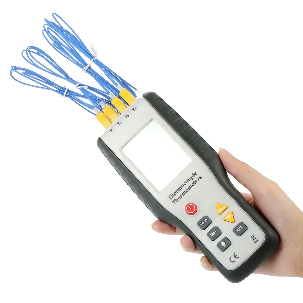 HT9815 -200~1370 C Four-Channel Contact Thermocouple Sensor Handheld Digital LCD Electronic Thermometer -200~1372°C/-328~2501°F