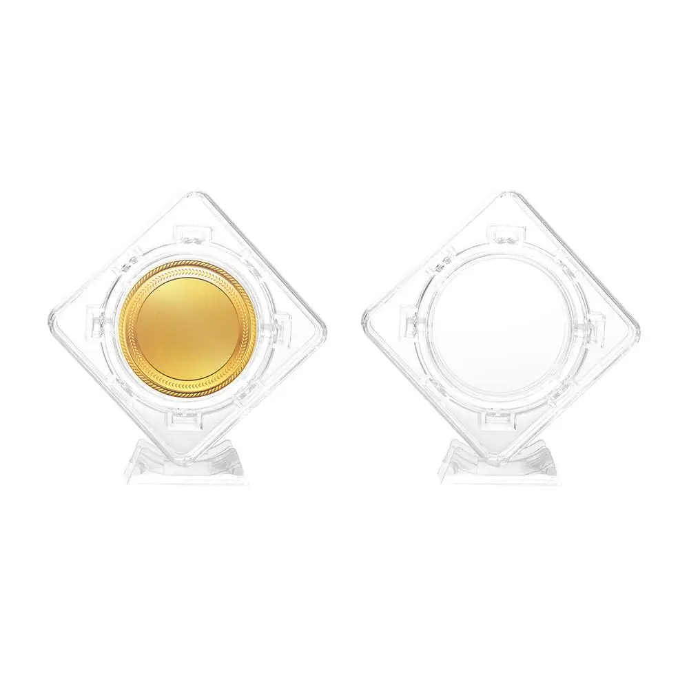 Sturdy Rotatable Coin Display Case 3D Floating Coin Container Box 27mm-40mm Lightweight Coin Protector Sleeves Desktop Ornaments