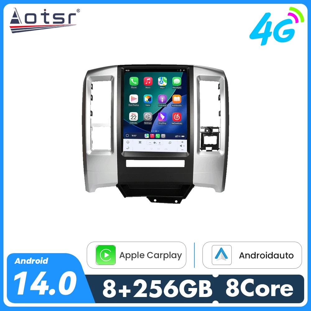 12.1 Inch Silver HD Touchscreen GPS Navigation Carplay Car Radio For Dodge Ram 2009-2012 Premium Car Multimedia Android 14
