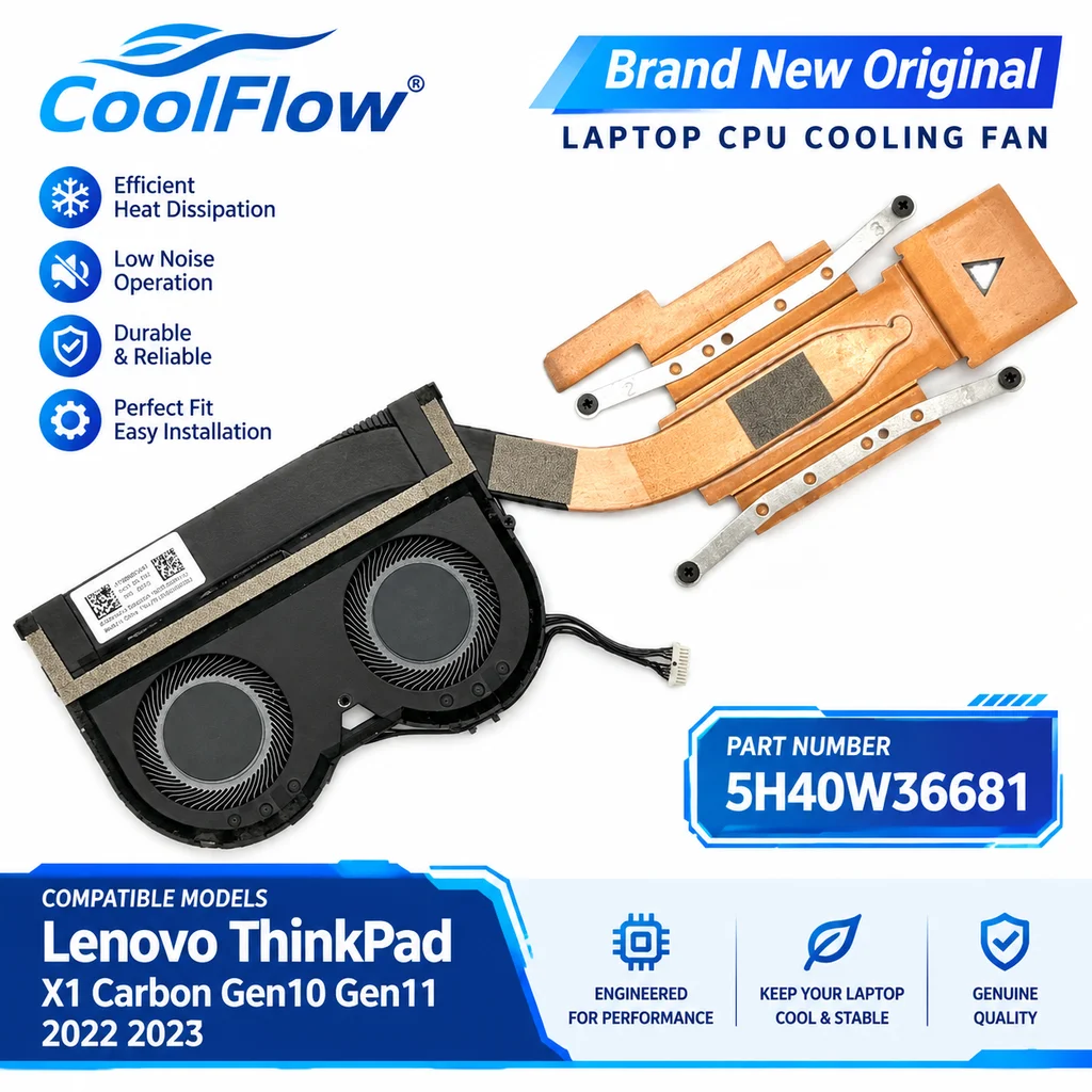 New Original CPU Cooling Fan for Lenovo Thinkpad X1 Carbon Gen10 Gen11 2022 2023 Model 5H40W36681