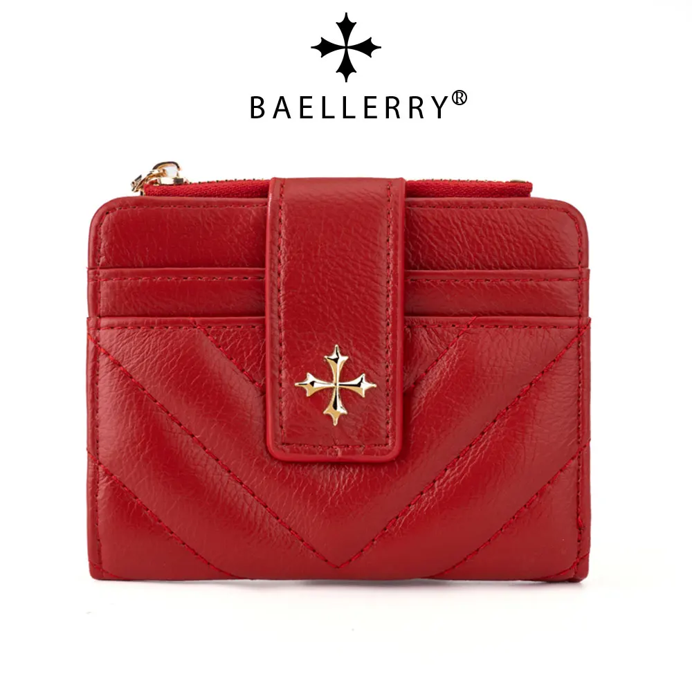 

Baellerry New Simple Women Short Wallet High Quality Card Holder Buckle Zipper Coin Pocket Female Purses Small Women's Card Bag