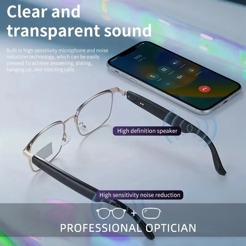 

Беспроводные умные очки KANDREA с Bluetooth для мужчин и женщин: фотохромные солнцезащитные очки для коррекции близорукости, антибликовые очки для чтения с защитой от синего света