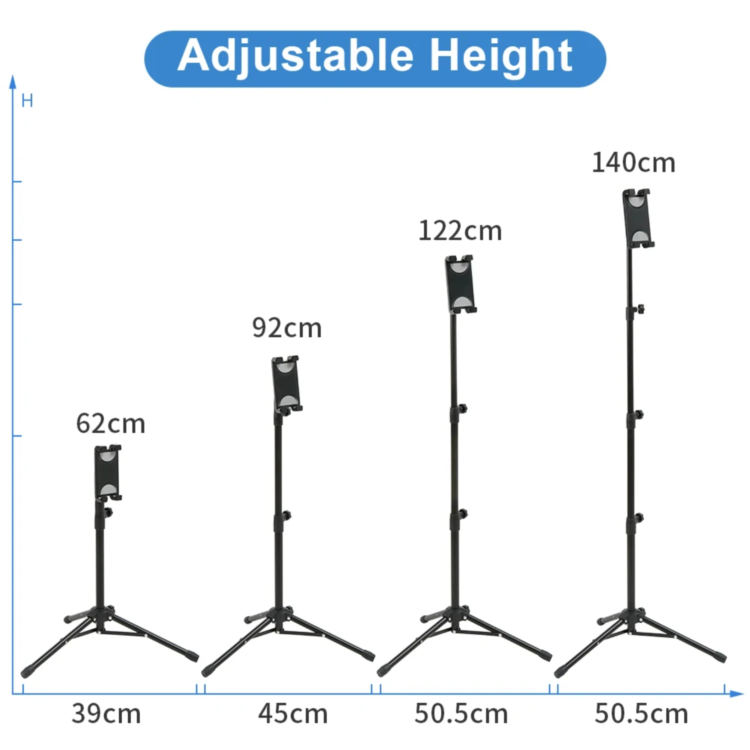 Portable Tablet Tripod Floor Stand Mobile Phone Holder Height Adjustable  Rotating  4.5-12.9 Inch Phone and Tablet