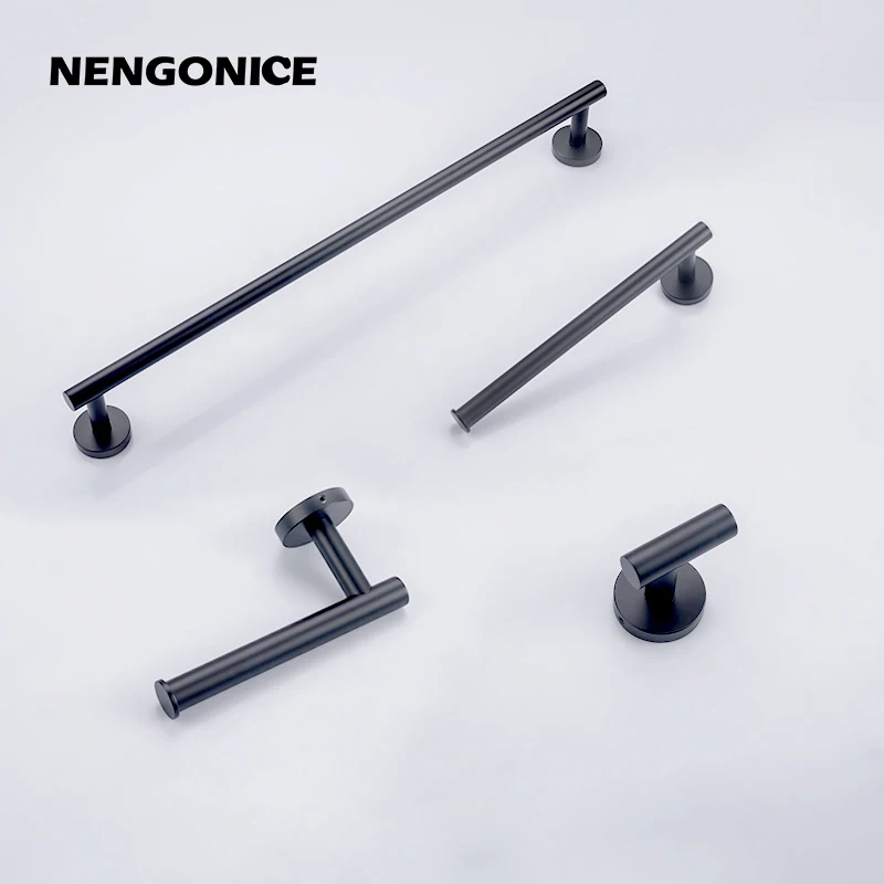 Stainless Steel Brushed Black Polished Chrome Towel Bar Paper Hanger Hanger Hook Towel Rack Bathroom Accessories