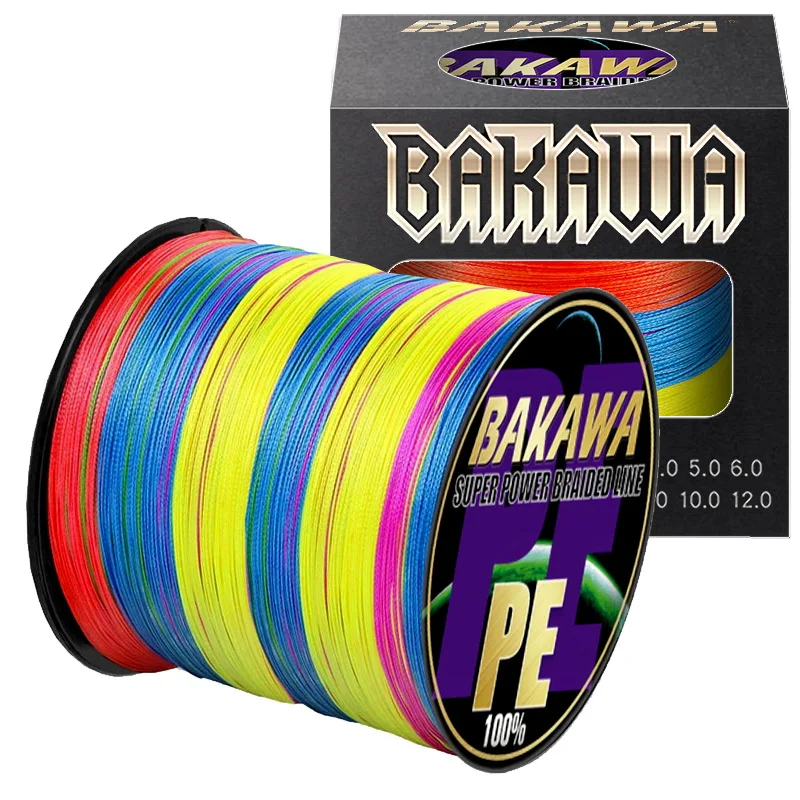 BAKAWA 100M 300M 500M 1000M 4 Strands Fishing Line 10-85LB Japan PE Carp Wire Pesca Freshwater Saltwater Fishing Accessories