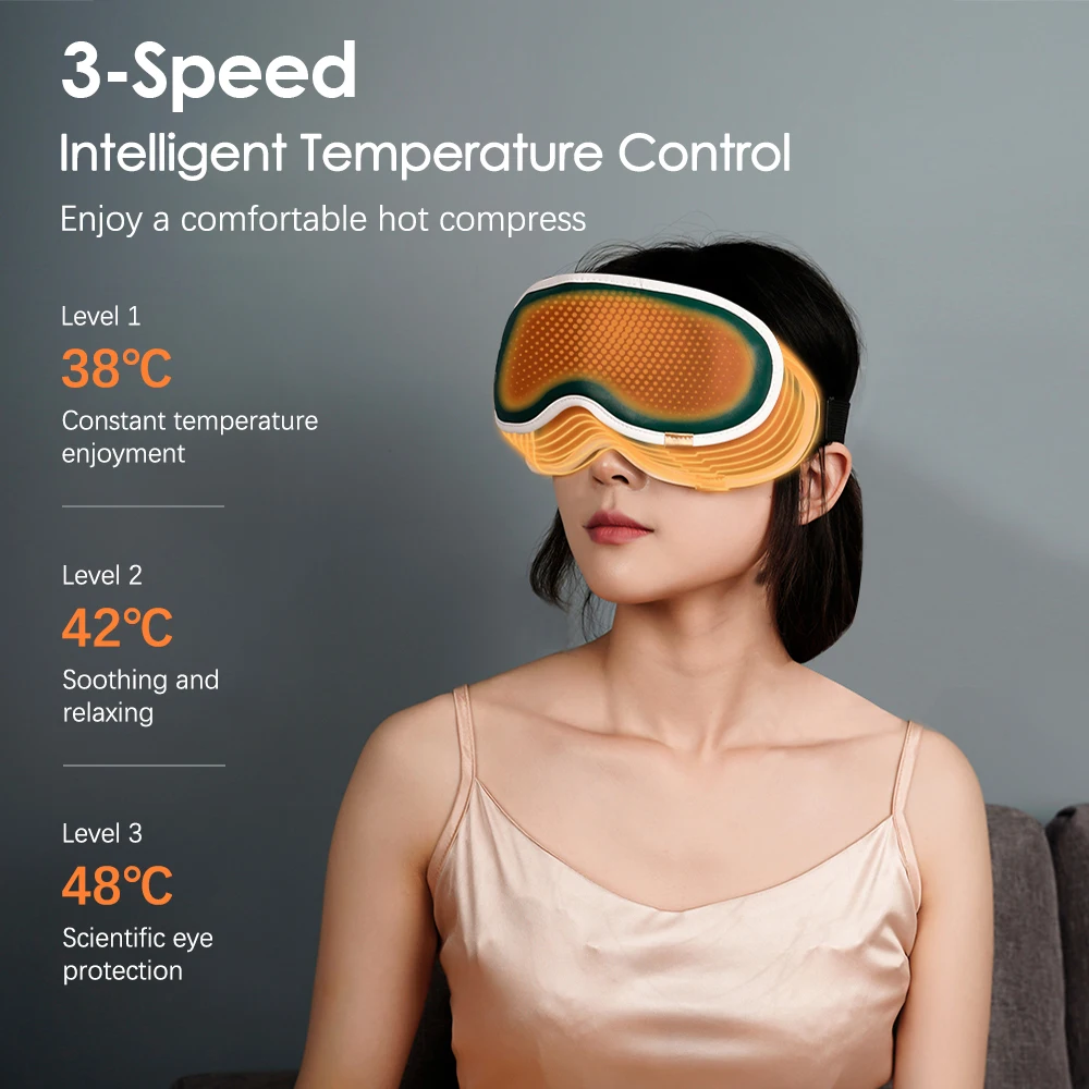 Hot Compress Eye Massage with Heat Vibration Sleep Mask Air Pressure Blackout 3D Charger Dry Eye Massager Instrument