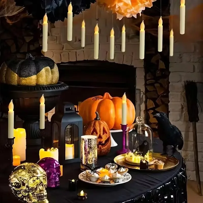 Set di candele LED galleggianti remote con bacchetta magica per decorazioni natalizie per interni ed esterni di Halloween per matrimoni in casa