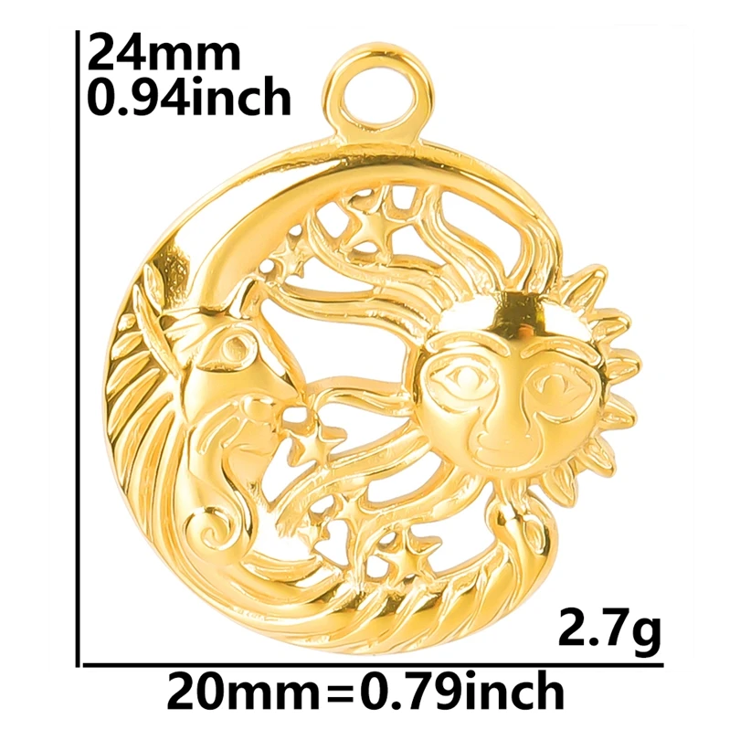 5pcs Gold Sun Charms for DIY Jewellery Making