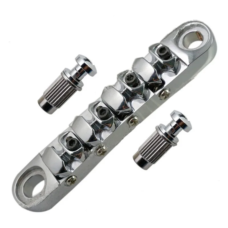 A Set Chrome 4 String Bass Tune-o-Matic Bridge & Stop Bar Tailpiece for Electric Bass Guitar Accessories Parts Musical Instrumen