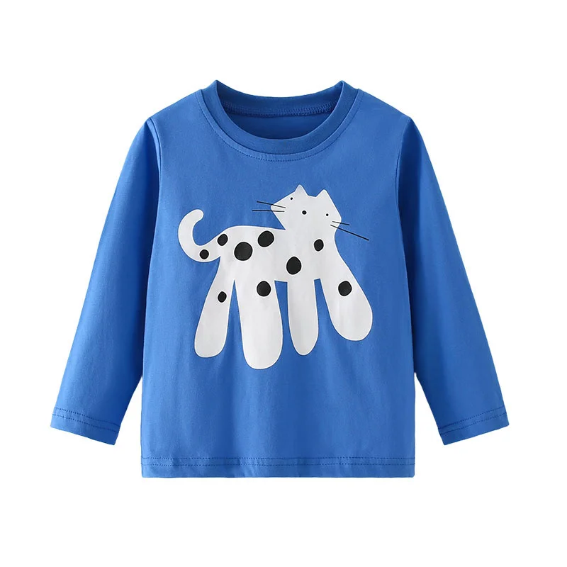 

3-8T Cats Girl Long Sleeve T Shirts Cotton Kids Autumn Spring Kids Boys Clothes Fashion Children's Blouse Toddler Shirts