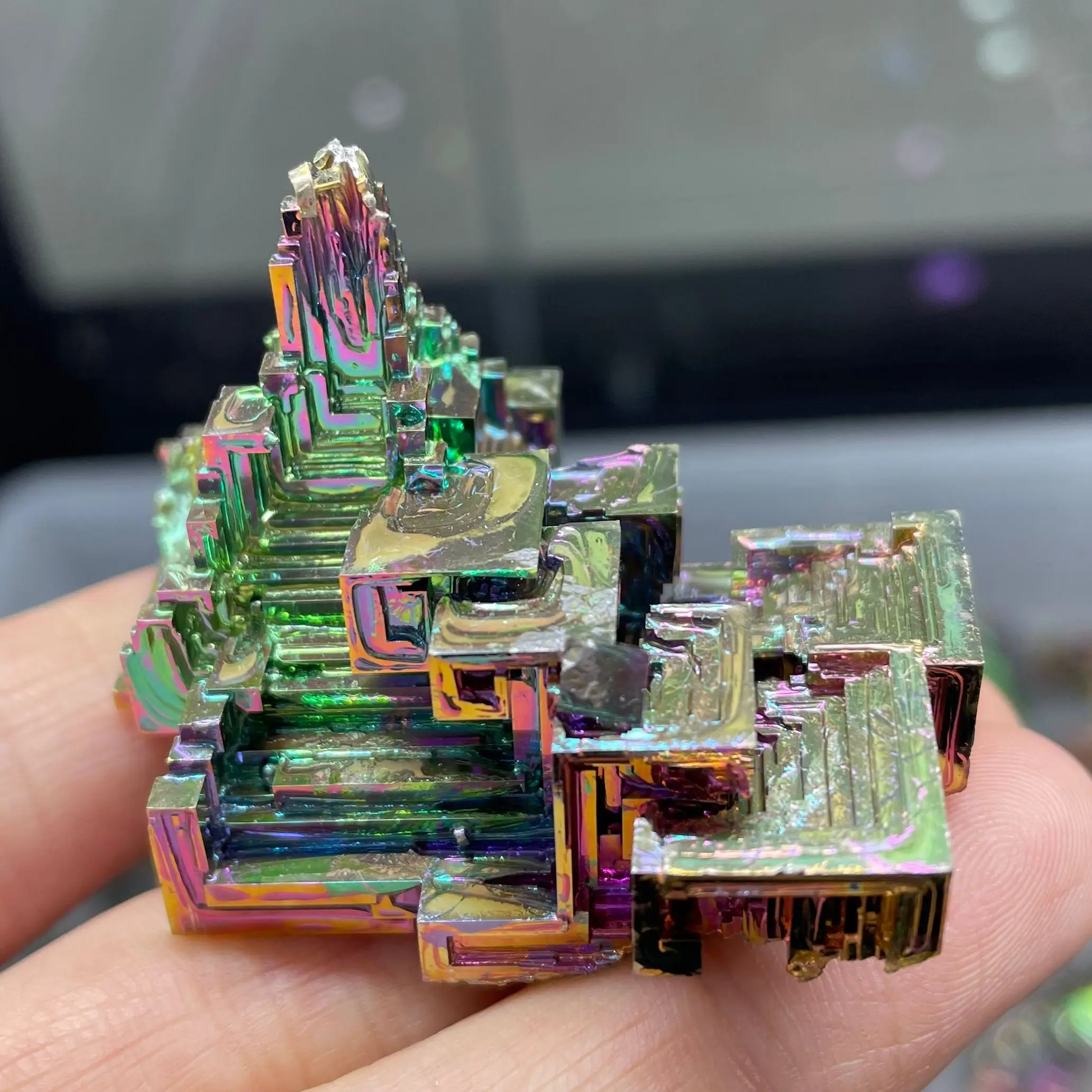 

130g Natural Bismuth Tower Metal Mineral Pyramid Stones Gemstone Reiki Healing Stone Meditation Collection Home Decor Crystals