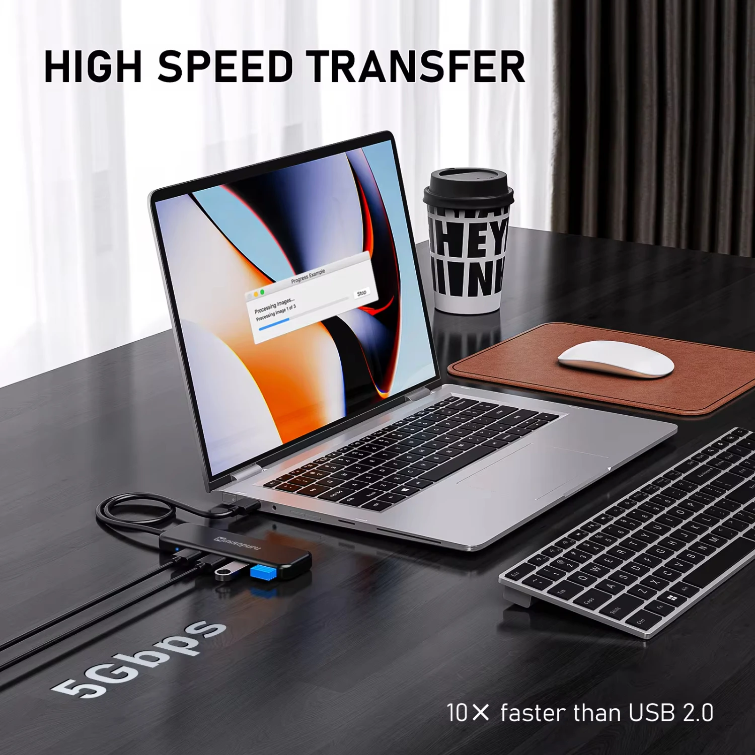 USB 3.0 4 Port Hub External Splitter for Computer Laptop - High Speed Adapter