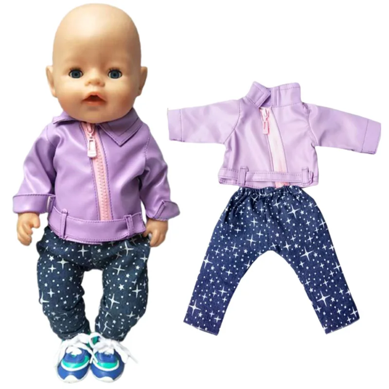 43cm Born Baby Doll Clothes Pants Fashion Doll Coat Hoodie Set for 17 Inch Baby Doll Coat Winter Clothes