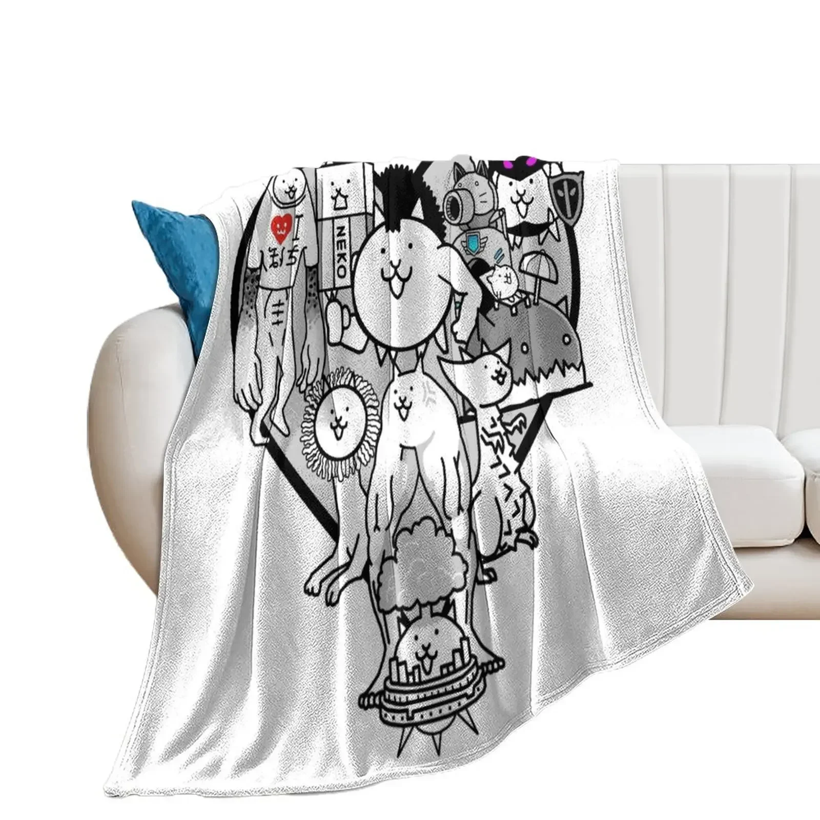 Battle Cats True Form Mural Throw Blanket Luxury Designer Decoratives Blankets