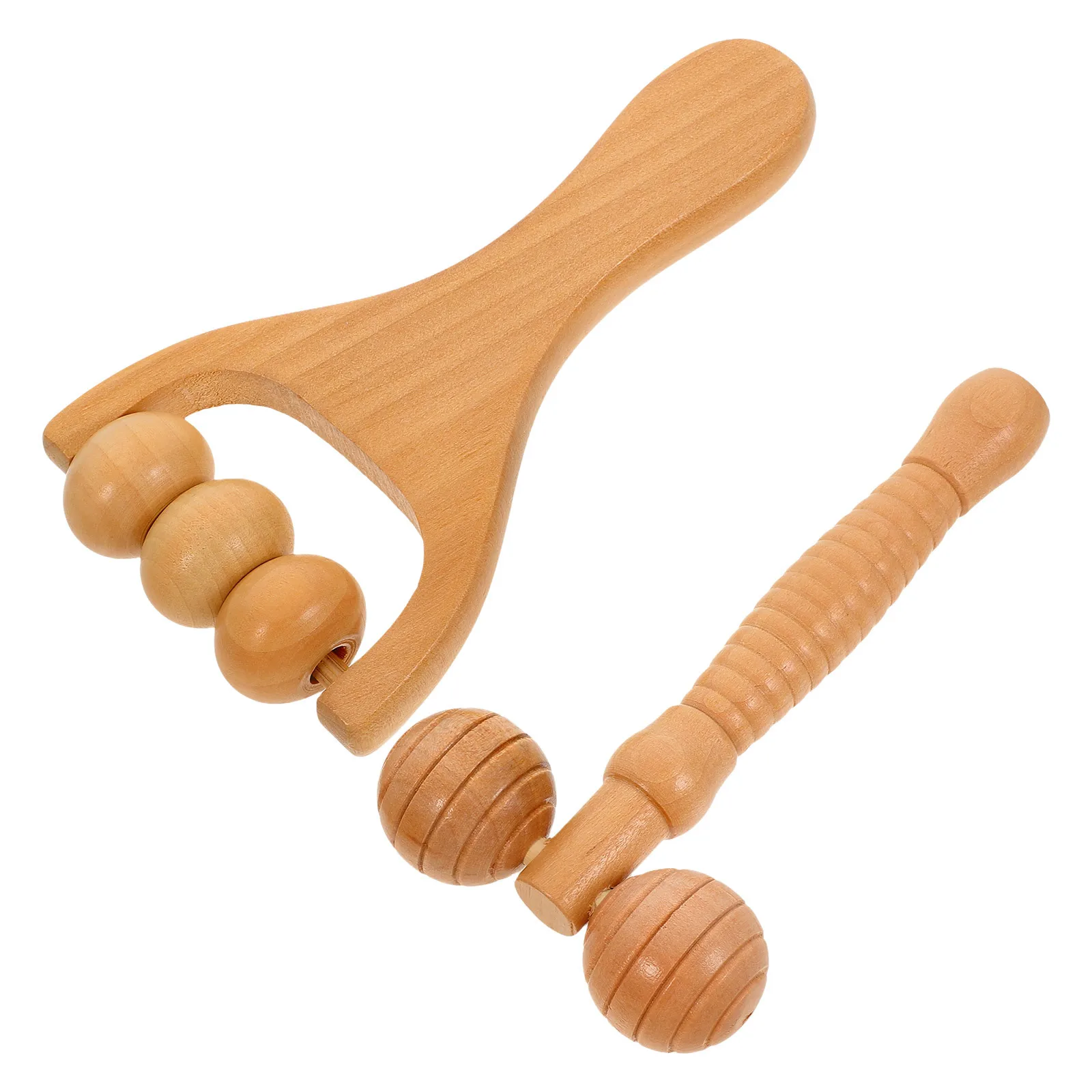 

2 шт., деревянный массажер, роликовый портативный массажер для ног, спины, ног, релаксация, гладкий круглый дизайн, изысканное мастерство, безопасное использование