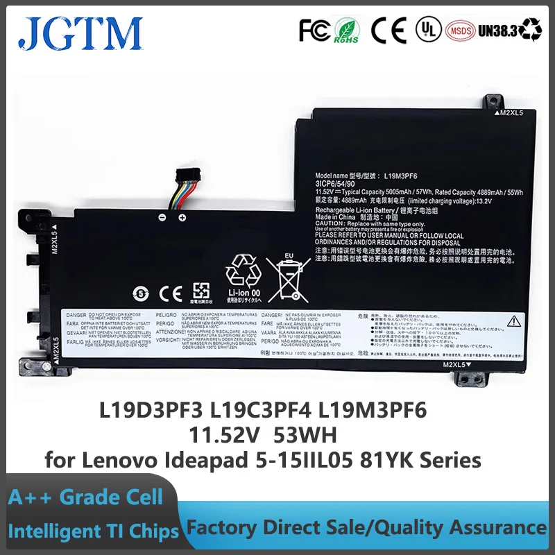 JGTM L19C3PF5 L19D3PF3 L19C3PF4 L19M3PF6 L19L4PF1 Laptop battery for Lenovo Ideapad 5-15IIL05 81YK 5-15ARE05 81YQ Series