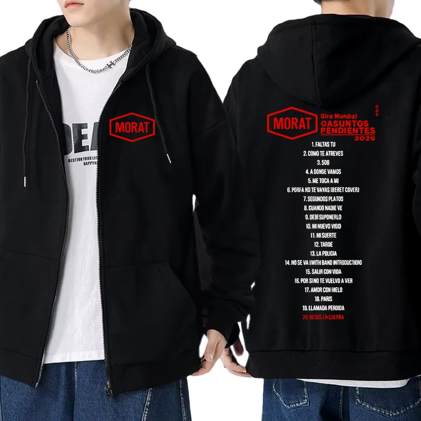 

New in Colombia Band Morat World Tour 2025 Hoodie Men women vintage Zipper Coat Autumn Winter Unisex Fleece Long sleeve pullover