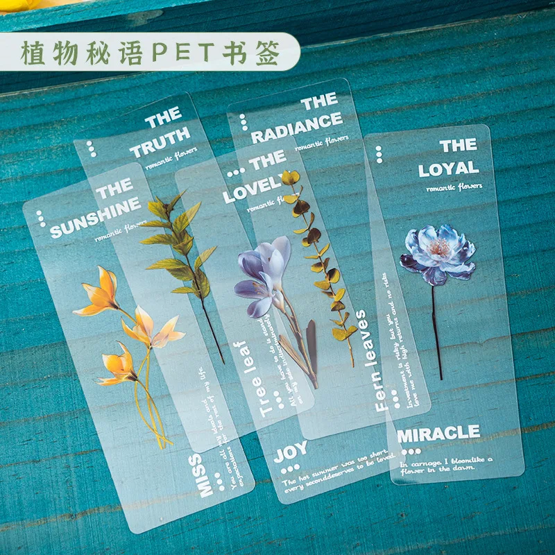 6 Sheets Clear PET Daisy Bookmarks Delicate Transparent Personality Page Markers Decorative Reading Book Stationery Supplies
