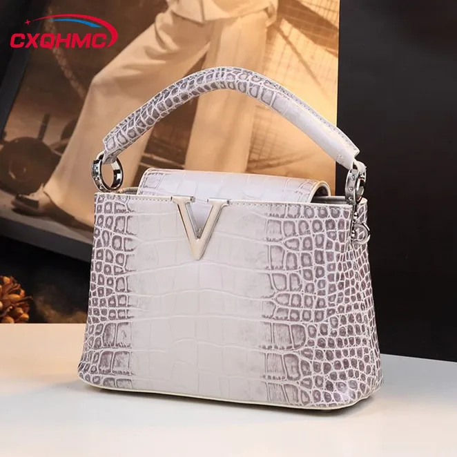 

Crocodile Pattern Leather Women Handbags Female Small Shoulder Crossbody Bag Luxury Fashion 2024 New Portable Shell Tote Bags