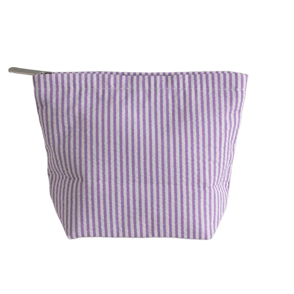 متعددة الوظائف النسيج القطني حقيبة مستحضرات تجميل سستة إغلاق مخطط حقيبة مستحضرات التجميل المحمولة حقيبة أدوات الزينة المرأة سيدة