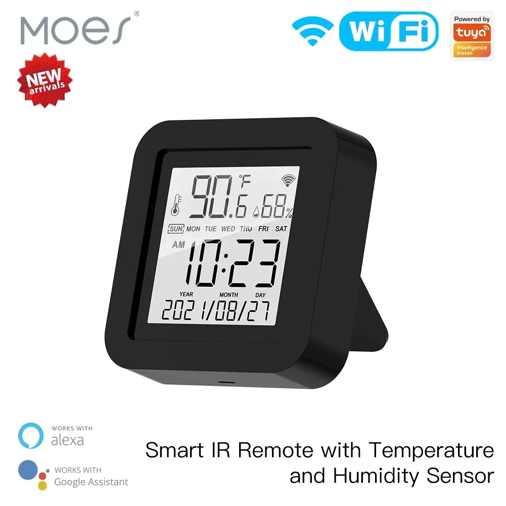 MOES-Sensor inteligente de temperatura y humedad para aire acondicionado, dispositivo con Control remoto por IR, WiFi, Tuya, TV, CA, funciona con