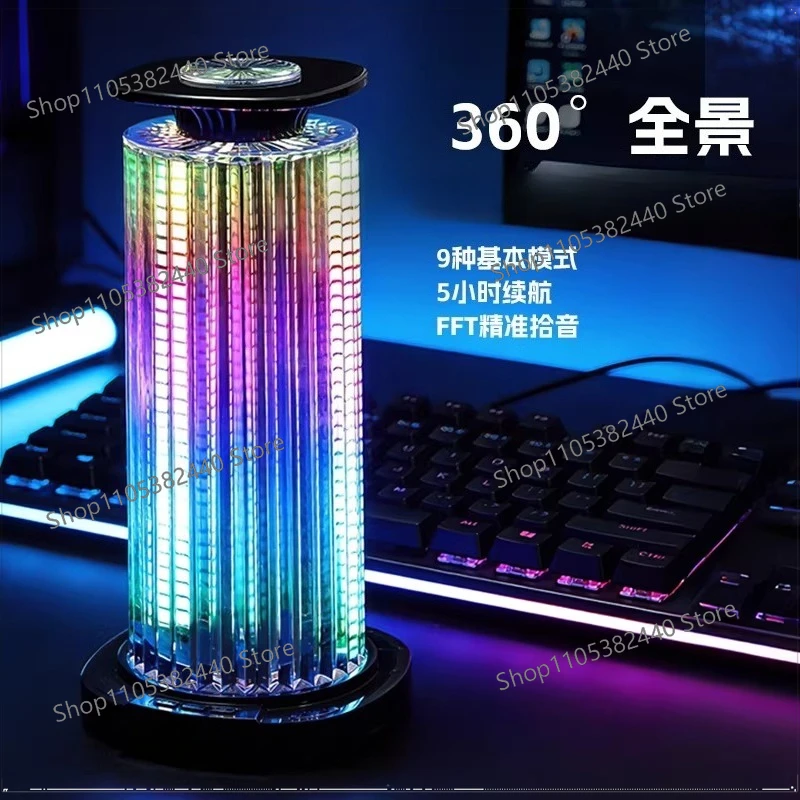 Voice-activated music pickup light LED rhythm spectrum gas atmosphere light living room car desktop 4D panoramic 360 °